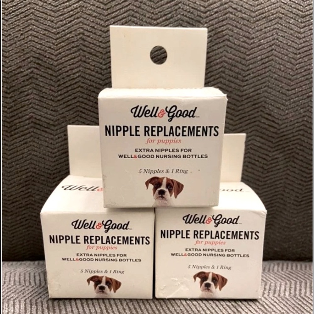 NEW - Well & Good Puppy Nursing Bottle Nipple Replacements – 3 Boxes